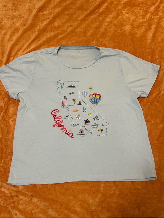 J. Crew Tops - J.Crew Collector Tee - California Graphic, Light Blue, Size XL